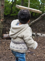 The Little Tailor Baby Christmas Fairisle Pattern Fleece Lined Pram Coat Cardigan - Image 4 of 4