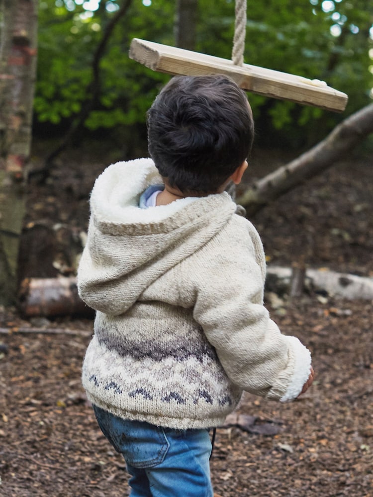 The Little Tailor Baby Christmas Fairisle Pattern Fleece Lined Pram Coat Cardigan - Image 4 of 4