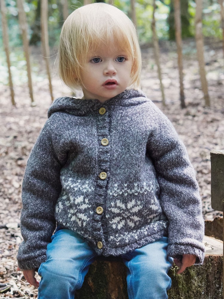 The Little Tailor Baby Christmas Fairisle Pattern Fleece Lined Pram Coat Cardigan - Image 1 of 4 The Little Tailor Baby Christmas Fairisle Pattern Fleece Lined Pram Coat Cardigan - Image 1 of 4