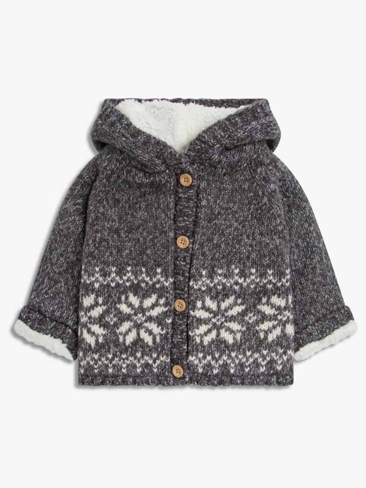 The Little Tailor Baby Christmas Fairisle Pattern Fleece Lined Pram Coat Cardigan - Image 2 of 4 The Little Tailor Baby Christmas Fairisle Pattern Fleece Lined Pram Coat Cardigan - Image 2 of 4