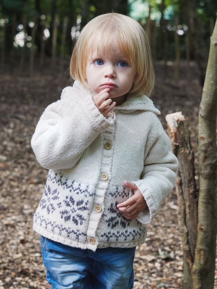 The Little Tailor Baby Christmas Fairisle Pattern Fleece Lined Pram Coat Cardigan - Image 1 of 6