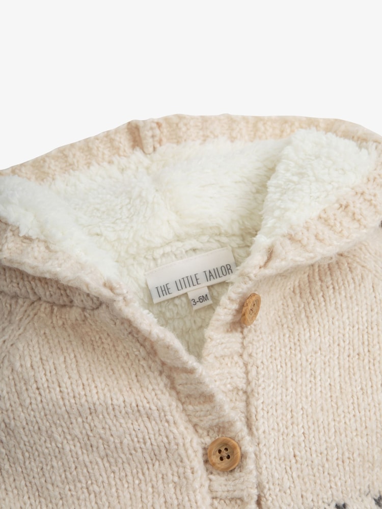 The Little Tailor Baby Christmas Fairisle Pattern Fleece Lined Pram Coat Cardigan - Image 6 of 6