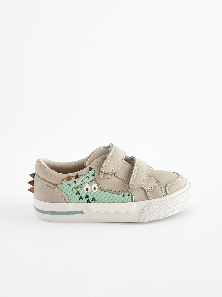 Grey Crocodile Standard Fit (F) Two Strap Touch Fastening Trainers - Image 2 of 7