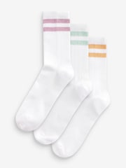 White/Pastel Sparkle Rib Arch Support Ankle Socks 3 Pack - Image 1 of 4