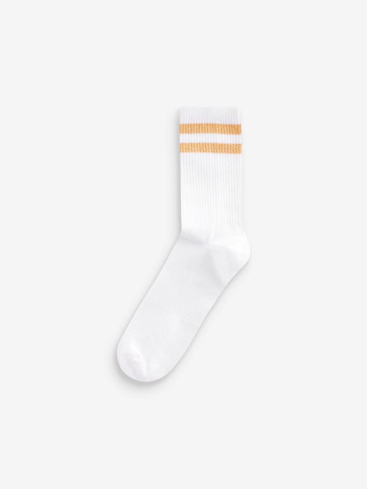 White/Pastel Sparkle Rib Arch Support Ankle Socks 3 Pack - Image 4 of 4