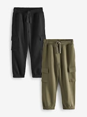 Black/Green Regular Fit Slim Cargo Joggers 2 Pack (3-16yrs) - Image 1 of 1