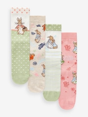 Pink / Green Peter Rabbit And Friends Ankle Socks 4 Pack - Image 1 of 5