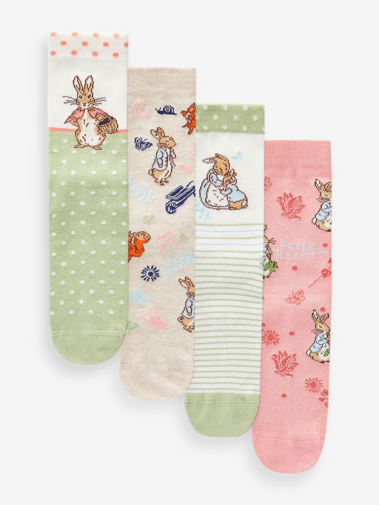 Pink / Green Peter Rabbit And Friends Ankle Socks 4 Pack - Image 1 of 5
