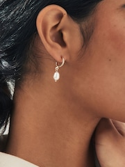 Blue Mini Bead And Pearl Drop Hoops Earrings Pack - Image 4 of 5
