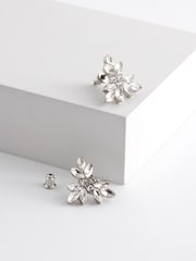 Silver Tone - Bridal Sparkle Leaf Earrings - Image 5 of 7