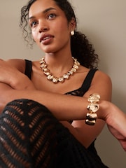 Gold Tone Pebble Stud Earrings - Image 3 of 5