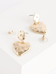 Gold Tone Heart Drop Earrings - Image 3 of 4