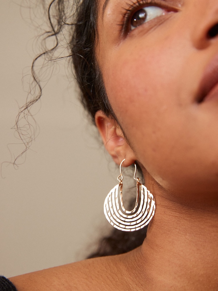 Gold Tone Hammered Hoop Earrings - Image 1 of 3