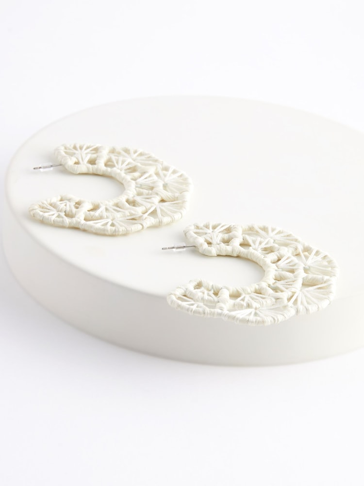 Cream Macramé Hoops Earrings - Image 5 of 5