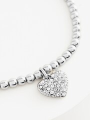 Silver Tone Sparkle Heart Beady Pully Bracelet - Image 2 of 3