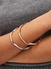 Gold/Silver Tone Hammered Bangle Pack - Image 2 of 4