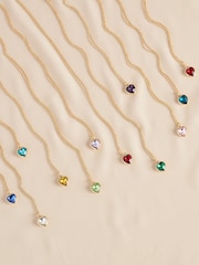 Gold Tone Heart Birthstone Necklace - Image 4 of 5