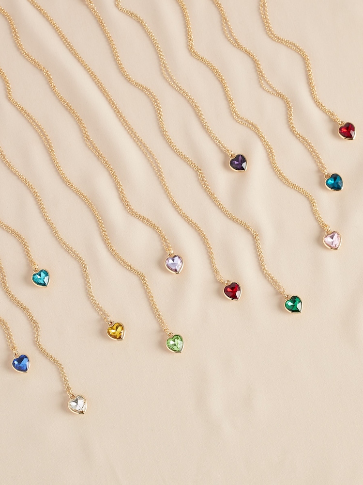 Buy Gold Tone Heart Birthstone Necklace from the Next UK online shop