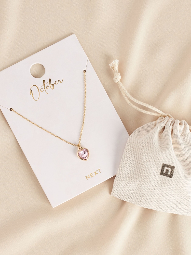 Gold Tone Heart Birthstone Necklace - Image 5 of 5