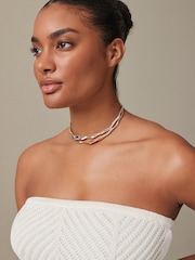 Gold/Silver Tone Wavy Torque Choker 2 Pack - Image 2 of 4