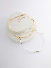 Gold/Silver Tone Wavy Torque Choker 2 Pack - Image 3 of 4