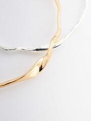 Gold/Silver Tone Wavy Torque Choker 2 Pack - Image 4 of 4