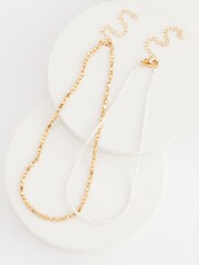 Gold Tone Pearl Necklace 2 Pack - Image 1 of 1