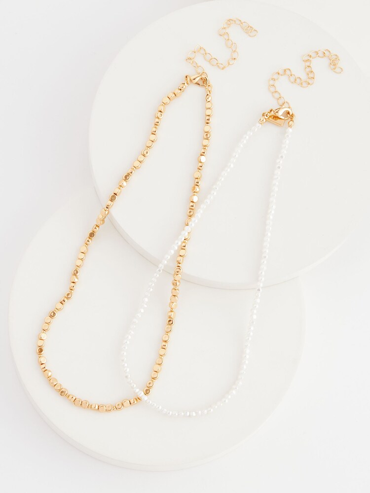 Gold Tone Pearl Necklace 2 Pack - Image 1 of 1 Gold Tone Pearl Necklace 2 Pack - Image 1 of 1