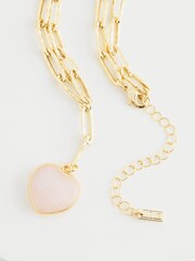 Gold Tone Y Drop Semi Precious Stone Chunky Chain Necklace - Image 4 of 4