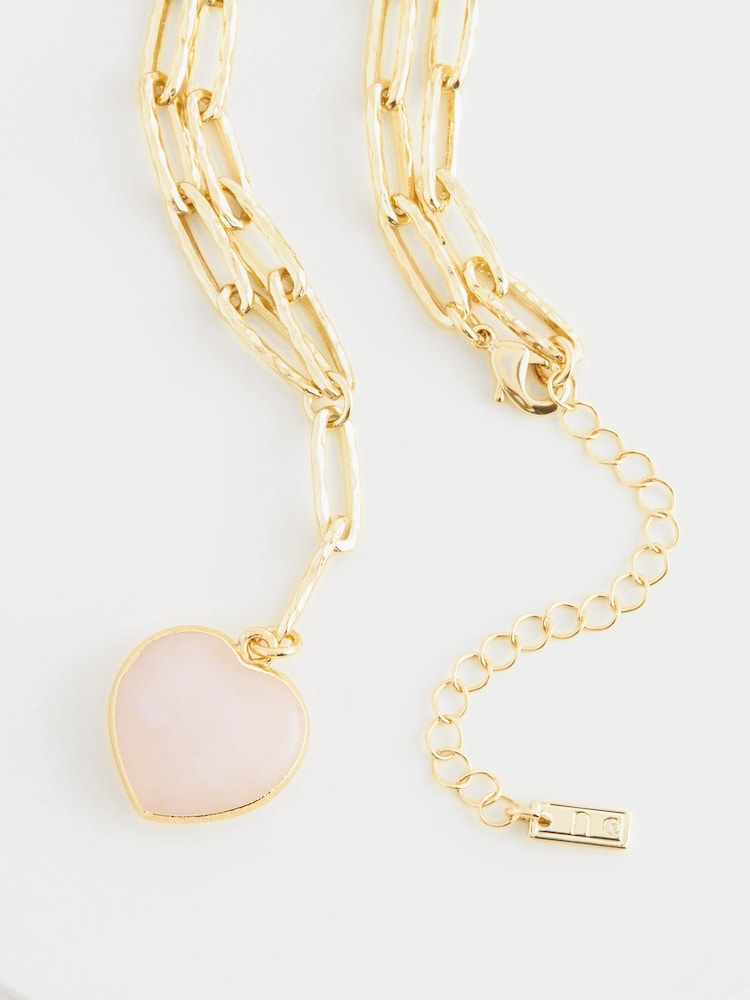 Gold Tone Y Drop Semi Precious Stone Chunky Chain Necklace - Image 4 of 4