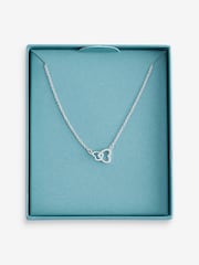Silver Tone Interlocking Heart Necklace - Image 3 of 5
