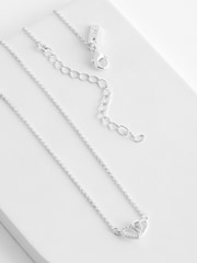 Silver Tone Interlocking Heart Necklace - Image 4 of 5