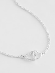 Silver Tone Interlocking Heart Necklace - Image 5 of 5