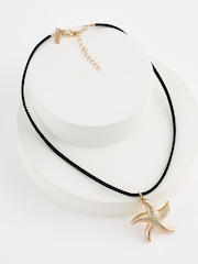 Gold Tone Starfish Charm Cord Necklace Made with Recycled Zinc - Image 3 of 4