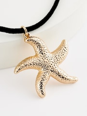Gold Tone Starfish Charm Cord Necklace Made with Recycled Zinc - Image 4 of 4