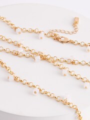 Gold Tone Bead Drop Belly Chain/Necklace Made with Recycled Metal - Image 4 of 4