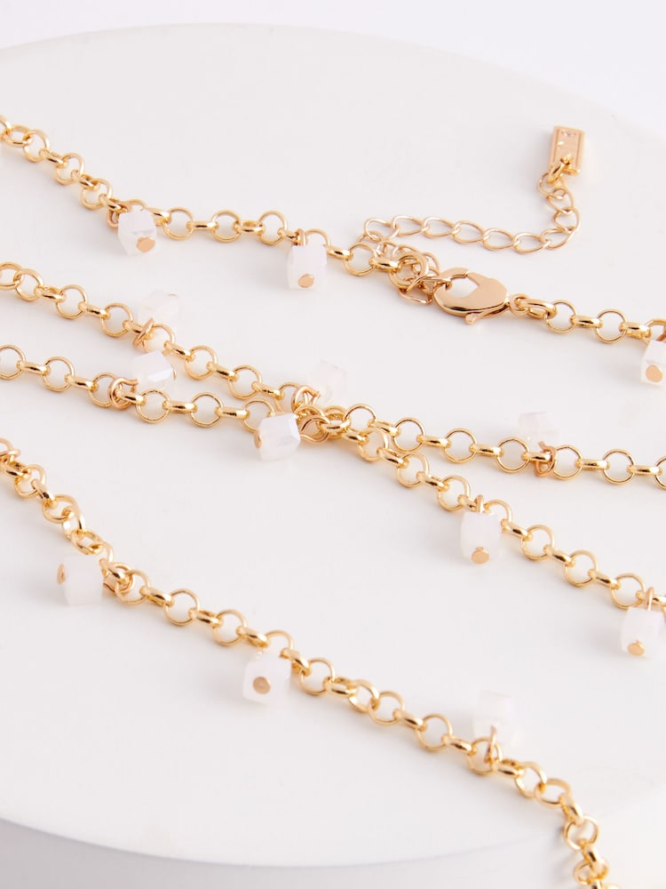 Gold Tone Bead Drop Belly Chain/Necklace Made with Recycled Metal - Image 4 of 4
