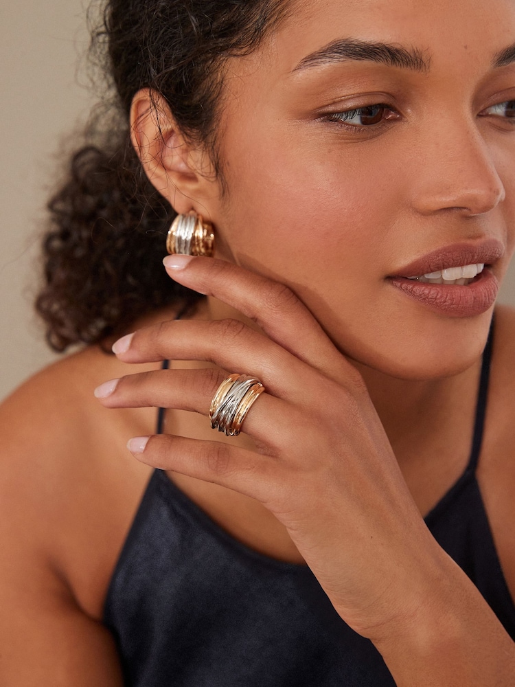 Złoty/srebrny - Tone Chunky Ring - Image 4 of 5