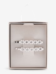 W odcieniu srebra - Pearl and Sparkle Hair Slides 2 PK - Image 4 of 6
