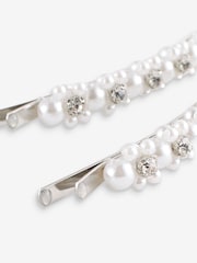 W odcieniu srebra - Pearl and Sparkle Hair Slides 2 PK - Image 6 of 6