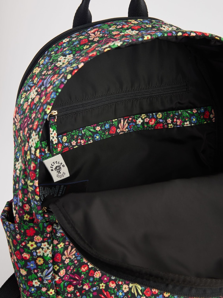 Cath Kidston Black Ditsy Floral Compact Backpack - Image 9 of 9