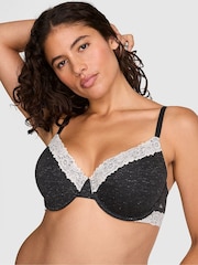 Victoria's Secret Pink Charcoal Heather Grey T Shirt Lace Trim Bra - Image 1 of 2