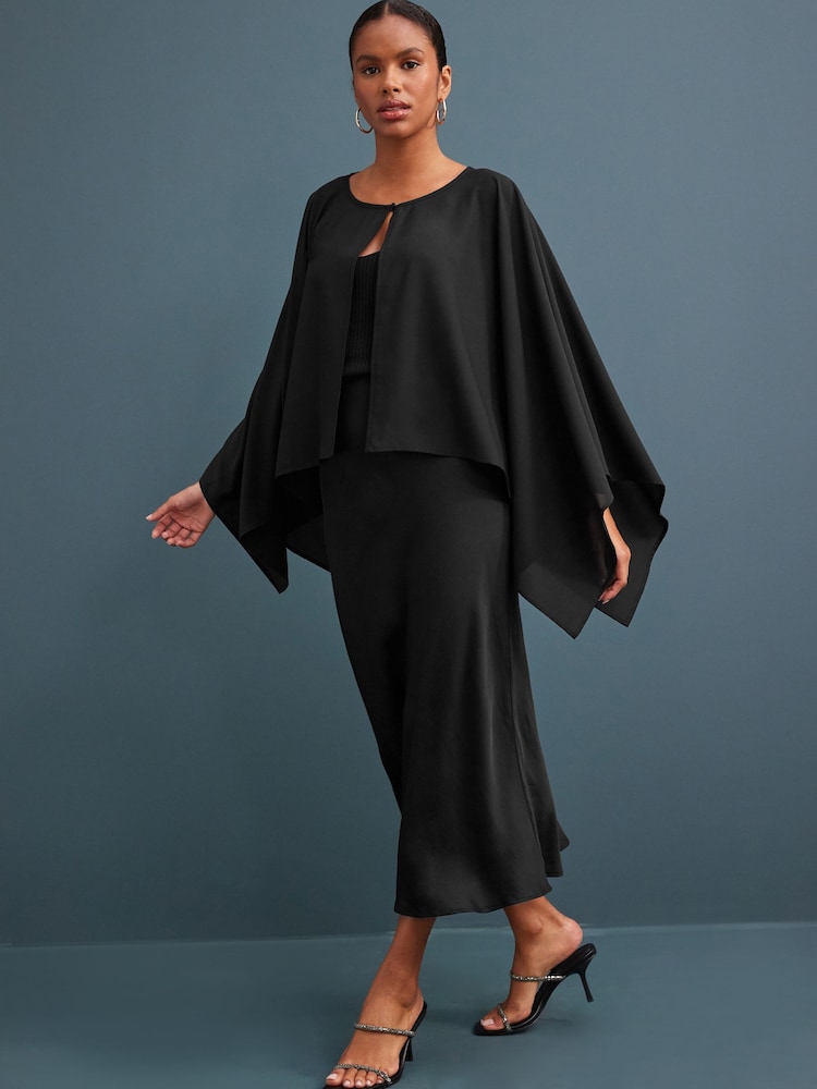 Black Chiffon Cape Cover-Up - Image 2 of 8