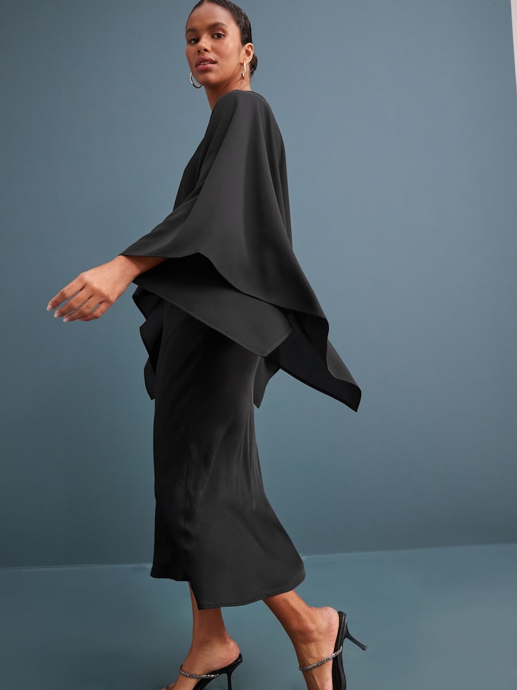 Black Chiffon Cape Cover-Up - Image 3 of 8