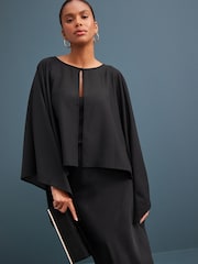 Black Chiffon Cape Cover-Up - Image 4 of 8