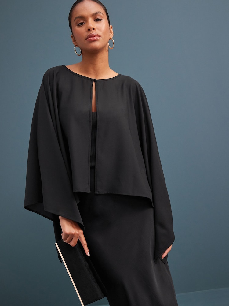 Black Chiffon Cape Cover-Up - Image 4 of 8