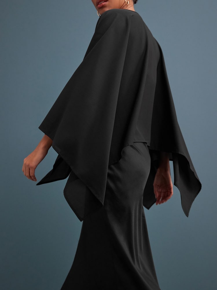 Black Chiffon Cape Cover-Up - Image 6 of 8