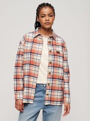 SUPERDRY White Check Flannel Overshirt - Image 1 of 6