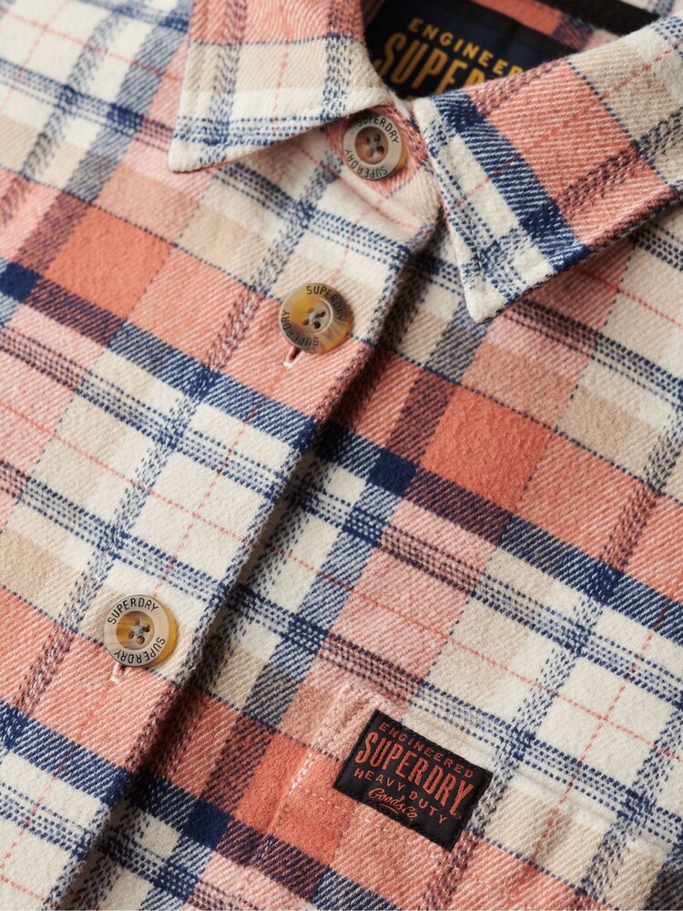 SUPERDRY White Check Flannel Overshirt - Image 6 of 6