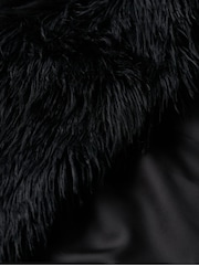 Superdry Long Black Fur Short Faux Fur Coat - Image 6 of 6